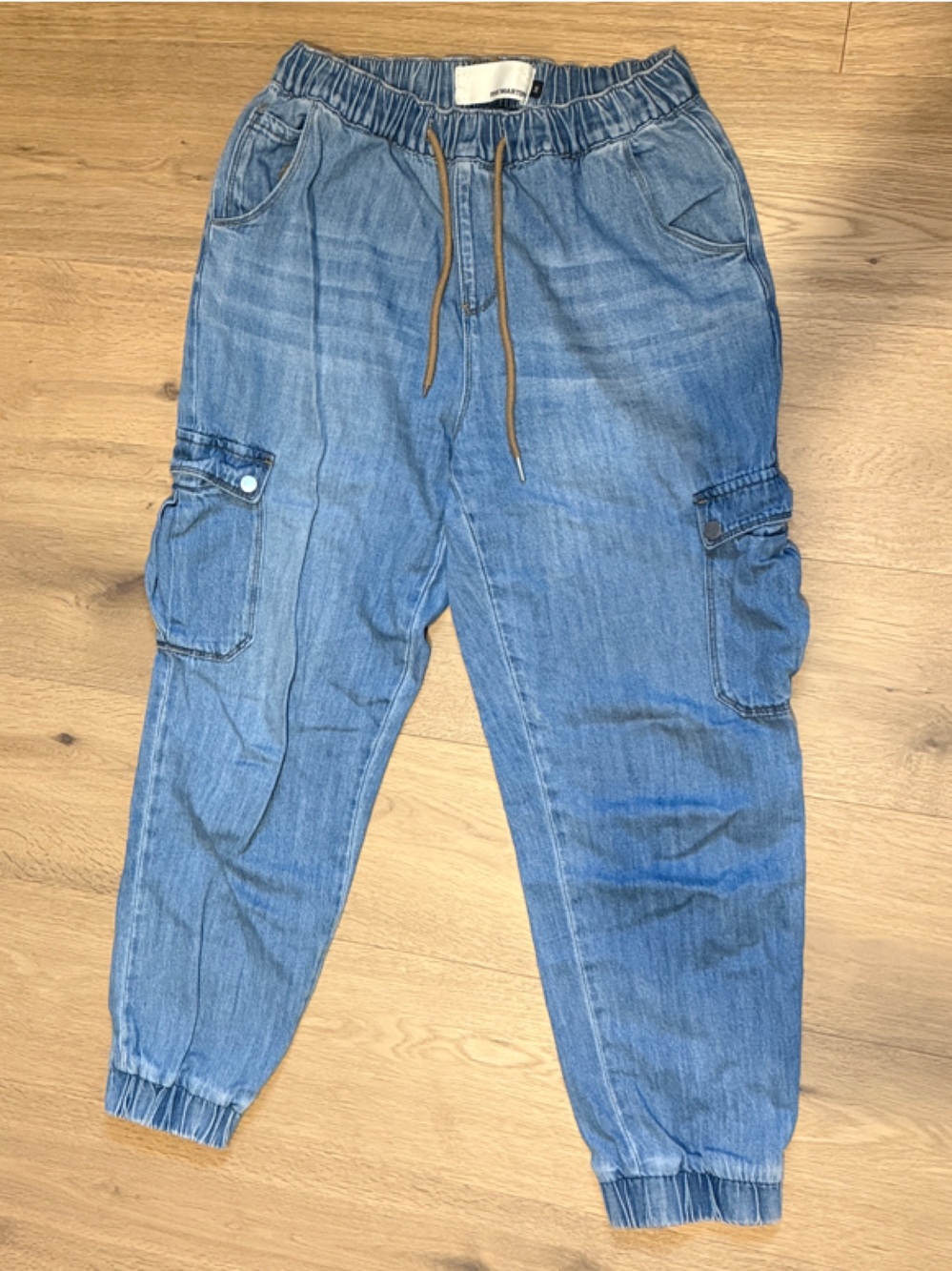 Pink Martini Light Blue Denim Cargo Jogger Jeans